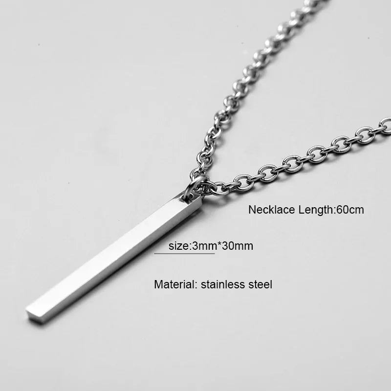 Long Chain Rectangular Pendant Necklace WEM Support (www.WEM.support)