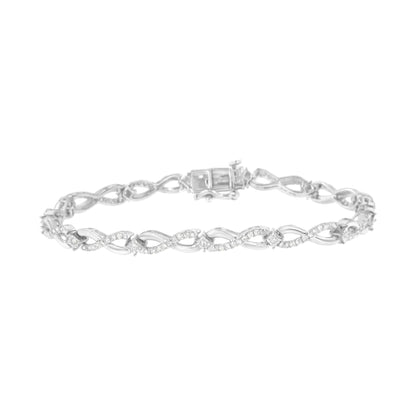 .925 Sterling Silver 1.0 Cttw Prong Set Diamond Infinity Link Bracelet (I-J Color, I2-I3 Clarity) - 7.25" WEM Support (www.WEM.support)