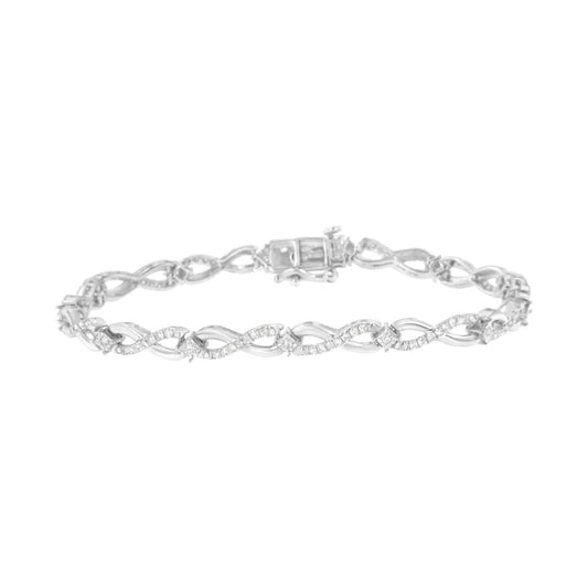 .925 Sterling Silver 1.0 Cttw Prong Set Diamond Infinity Link Bracelet (I-J Color, I2-I3 Clarity) - 7.25" WEM Support (www.WEM.support)