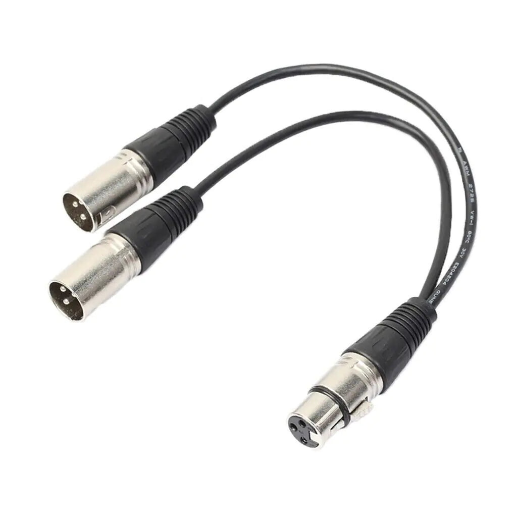 3Pin XLR Female Jack To Dual 2 Male Plug Y Splitter Cable Adapter Microphone USA WEM Support (www.WEM.support)