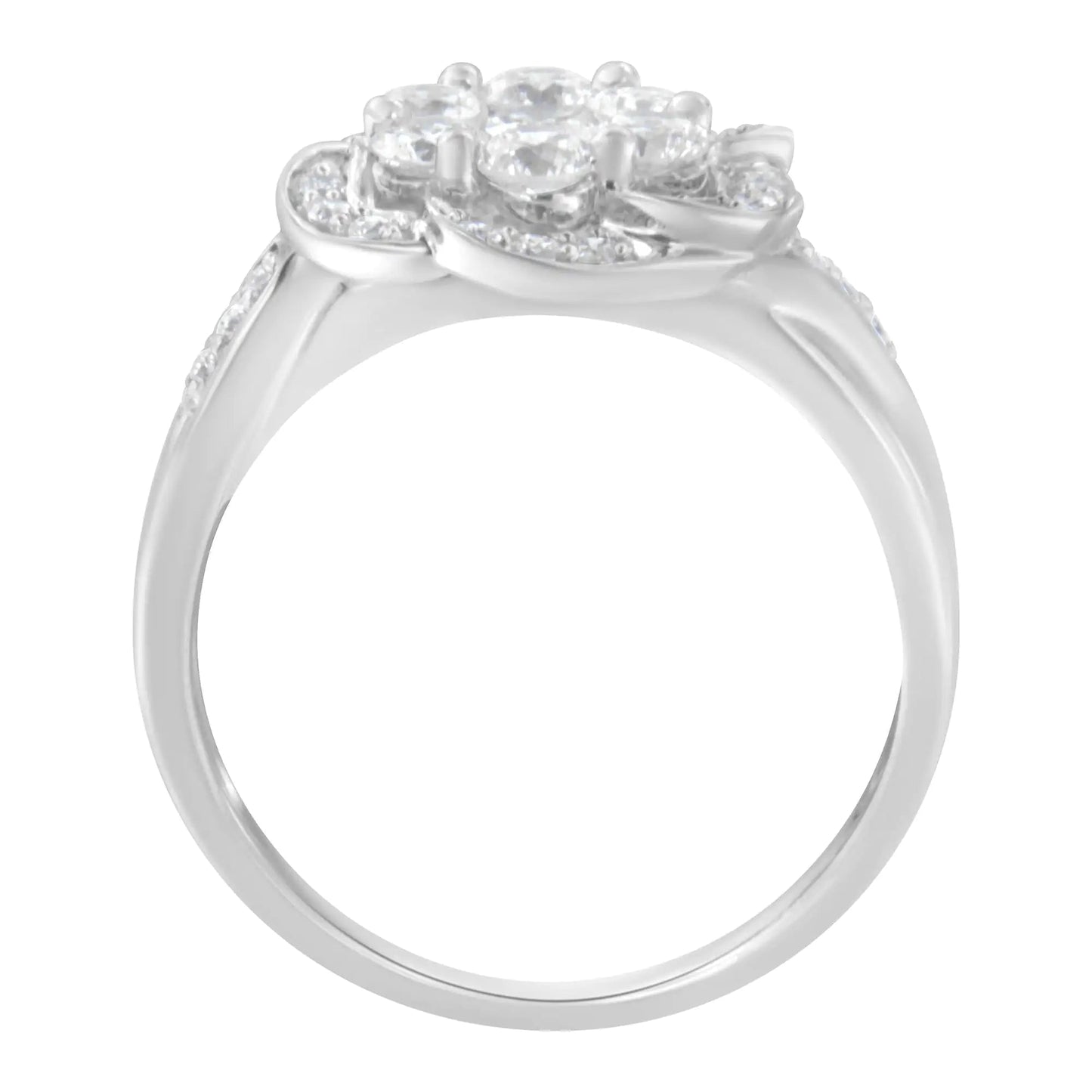 14K White Gold Floral Cluster Diamond Ring (1 Cttw, H-I Color, SI2-I1 Clarity) WEM Support (www.WEM.support)