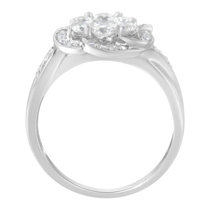 14K White Gold Floral Cluster Diamond Ring (1 Cttw, H-I Color, SI2-I1 Clarity) WEM Support (www.WEM.support)