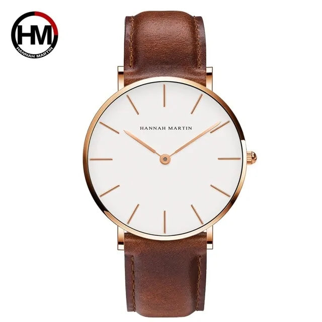 High-Quality Rose Gold Dial Leather Watch WEM Support (www.WEM.support)