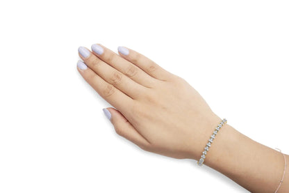 14k Yellow Gold 5.00 Cttw Diamond Three Stone Link Tennis Bracelet (I-J Color, SI2-I1 Clarity) - 7' Inches WEM Support (www.WEM.support)