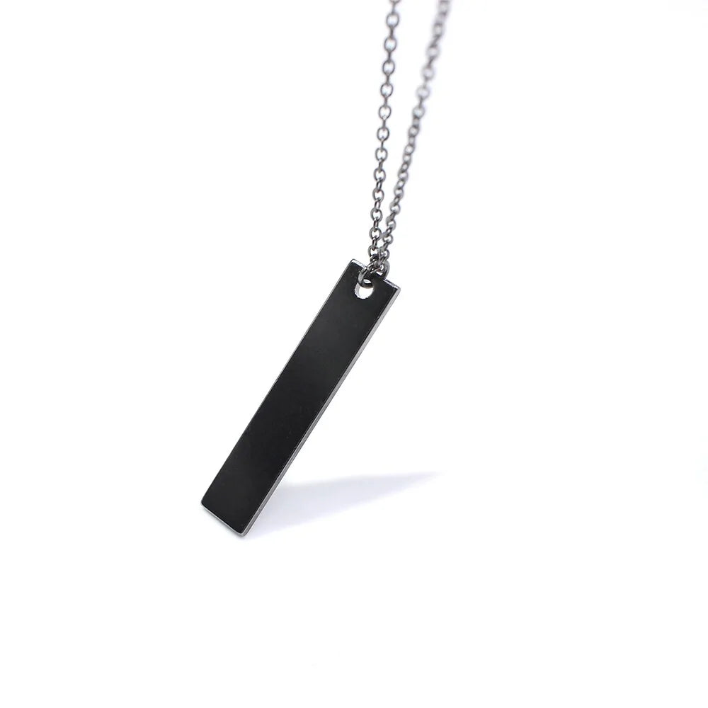 Matte Black Long Necklace With Square Pendant WEM Support (www.WEM.support)
