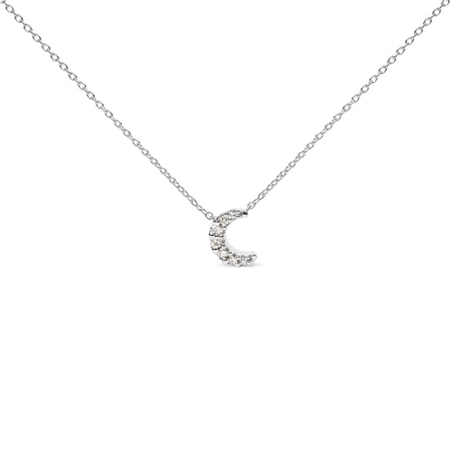 10K White Gold Diamond Accented Crescent Moon Shaped 18" Inch Pendant Necklace (H-I Color, I1-I2 Clarity) WEM Support (www.WEM.support)