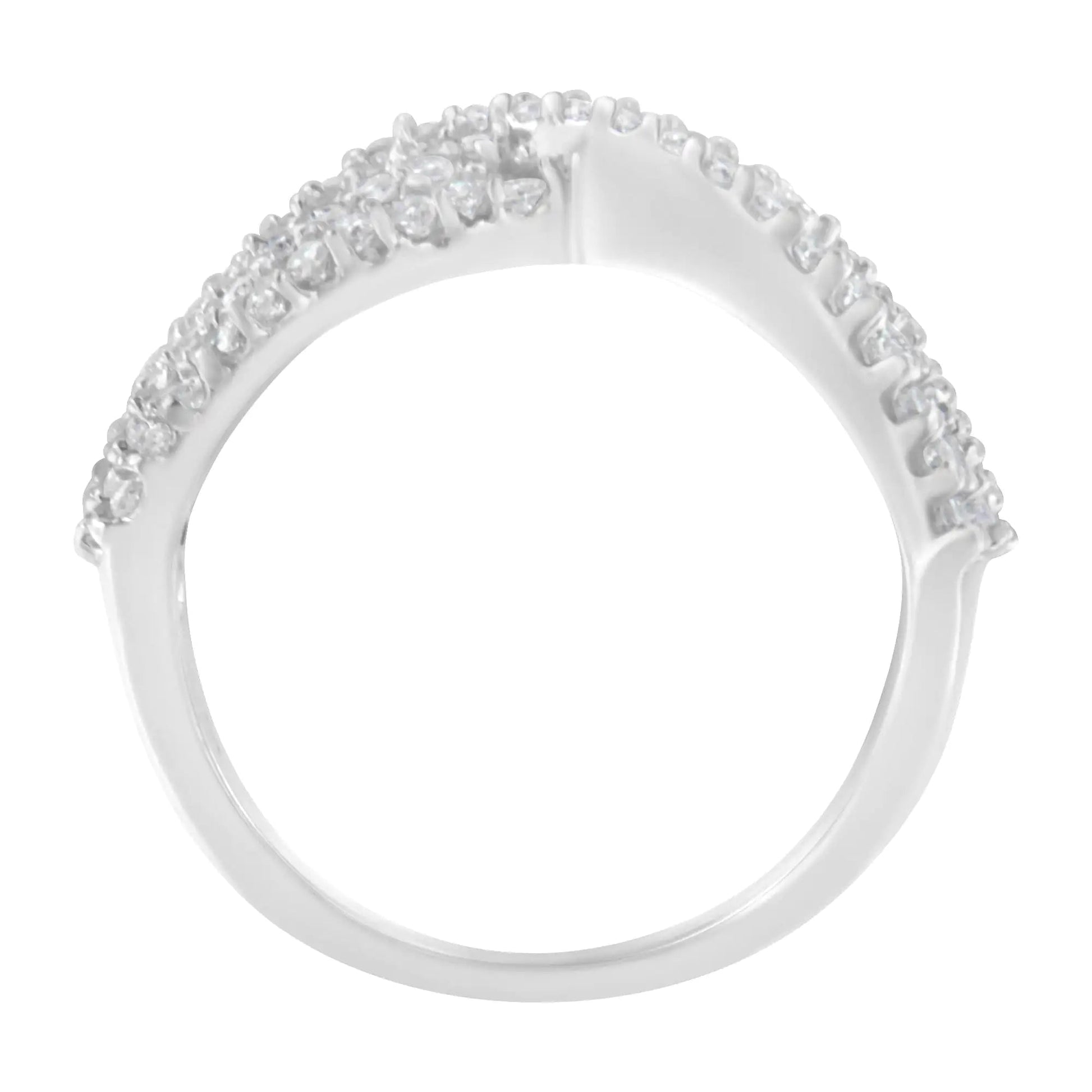 10K White Gold Diamond Bypass Ring (1 Cttw, G-H Color, SI2-I1 Clarity) WEM Support (www.WEM.support)