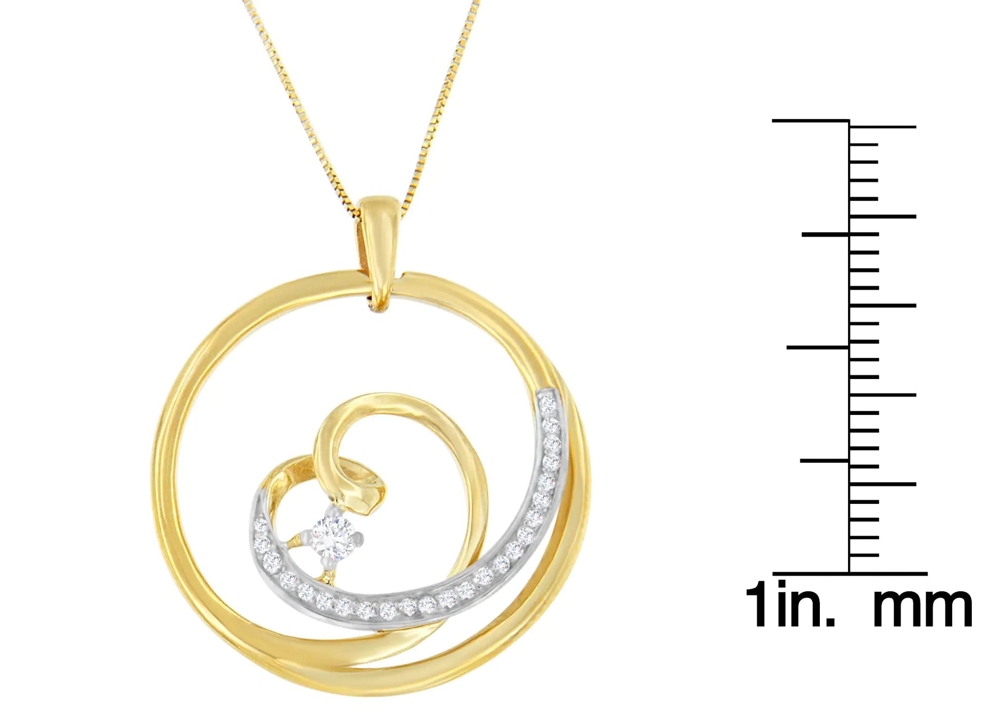 Espira 10K Yellow Gold 1/6 cttw Diamond Heart Circle Pendant Necklace (I-J, I1-I2) WEM Support (www.WEM.support)
