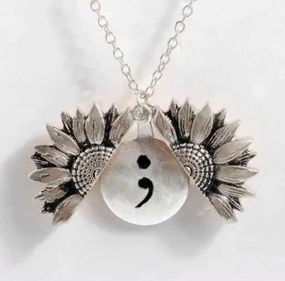Sunflower Double-layer Lettering Necklace WEM Support (www.WEM.support)