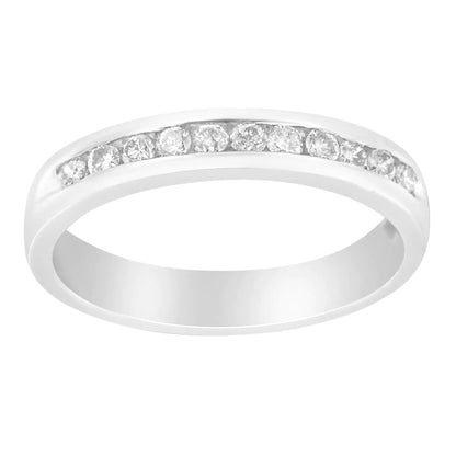18K White Gold 1/4 Cttw Channel Set Brilliant Round-Cut Diamond Classic 11 Stone Wedding Band Ring (E-F Color, I1-I2 Clarity) WEM Support (www.WEM.support)
