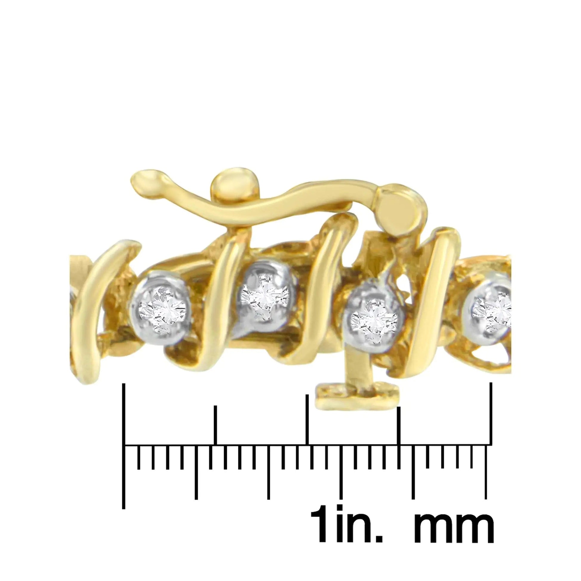 10K Yellow Gold Round Cut Diamond 'S' Bracelet (1.00 cttw, I-J Color, I2-I3 Clarity) WEM Support (www.WEM.support)