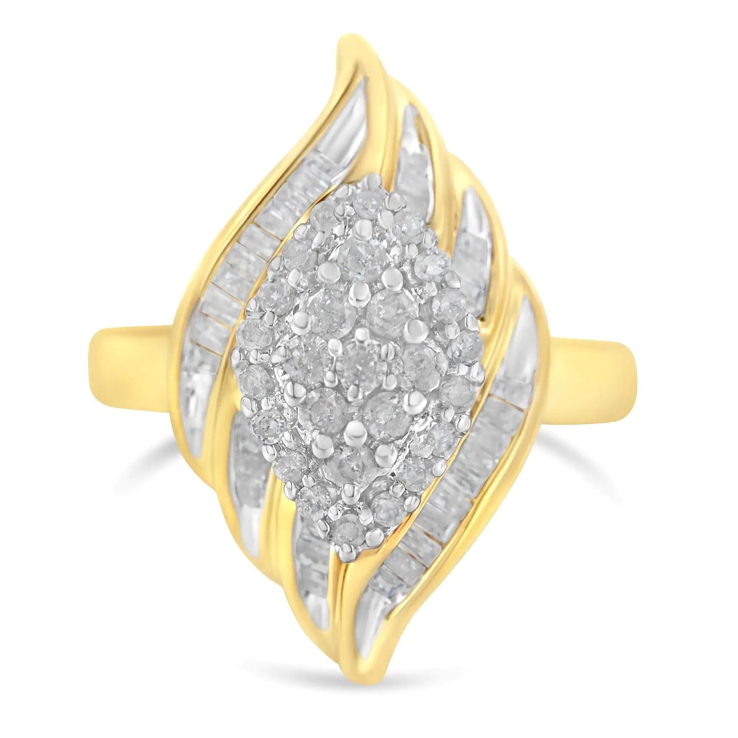 10K Yellow Gold Diamond Cocktail Ring (3/4 Cttw, I-J Color, I2-I3 Clarity) WEM Support (www.WEM.support)