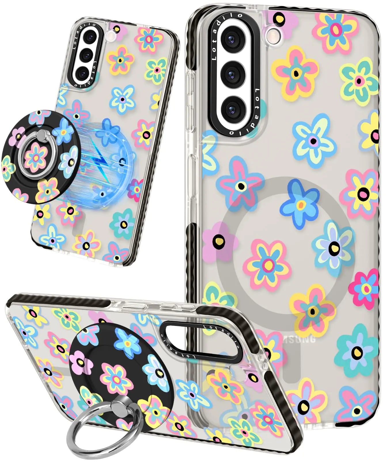 Cute Case for Samsung Galaxy S21 for Women Girls - Funny Design Compatible with Magsafe Magnetic Ring Holder Kickstand Art Constellation Fashion Pattern TPU Phone Covers