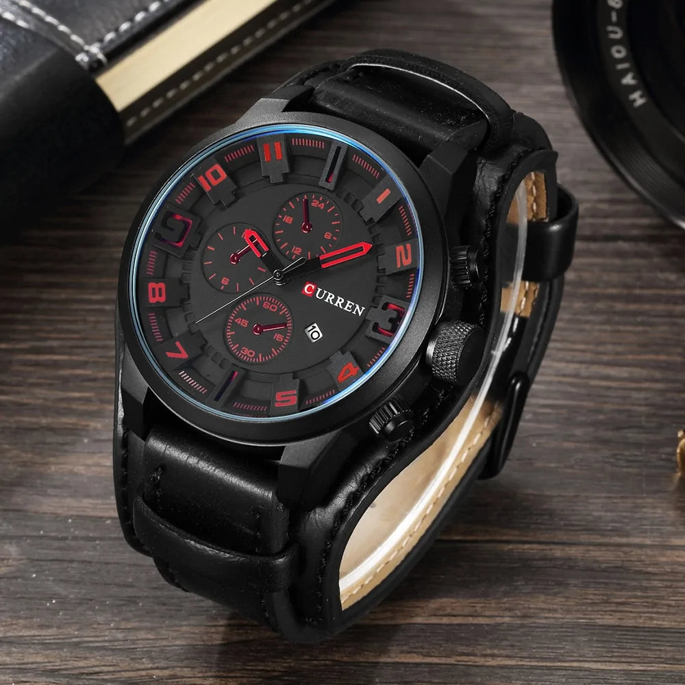 Male Leather Wristwatch WEM Support (www.WEM.support)