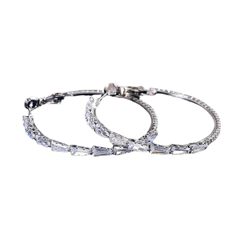 Simple Gold Ladies Zircon Earrings European And American Big Earrings WEM Support (www.WEM.support)