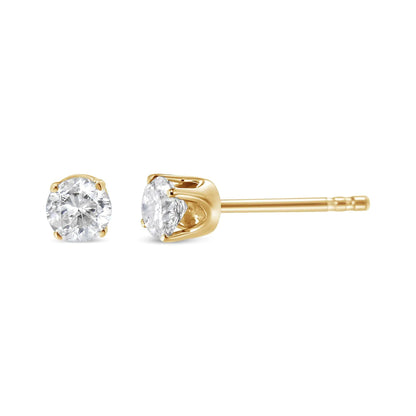 10K Yellow Gold 3/8 Cttw Round Brilliant-Cut Near Colorless Diamond Classic 4-Prong Stud Earrings (J-K Color, I1-I2 Clarity) WEM Support (www.WEM.support)