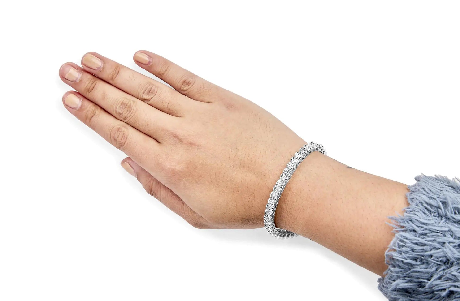 14K White Gold 3.00 Cttw Princess-Cut Diamond Link 7.5" Bracelet (H-I Color, SI1-SI2 Clarity) WEM Support (www.WEM.support)