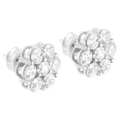 14K White Gold 4 cttw Diamond Flower Earring (H-I Clarity, SI2-I1 Color) WEM Support (www.WEM.support)