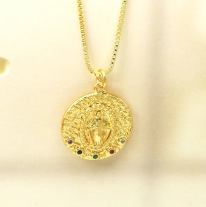 Gold Coin Disk Pendant Zodiac Necklace WEM Support (www.WEM.support)