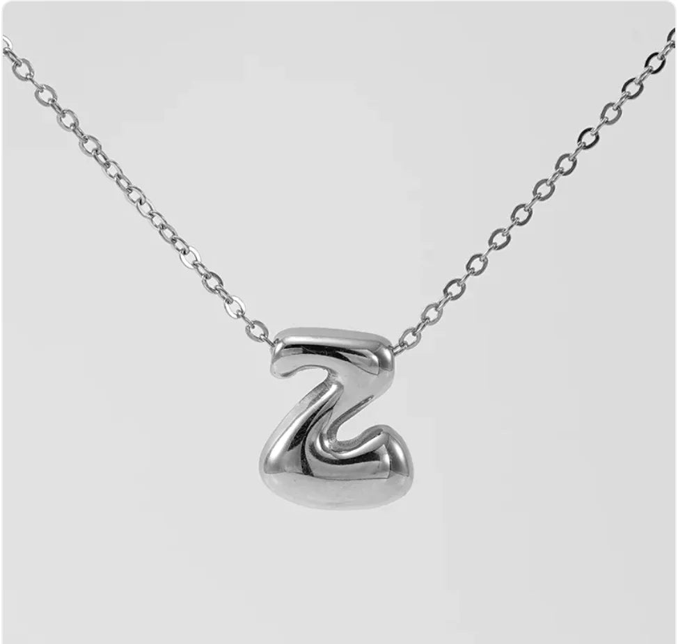 Women's Glossy Bubble Letter Pendant Necklace WEM Support (www.WEM.support)