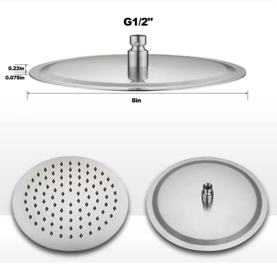 Large Chrome Stainless Steel Rainfall Shower Head