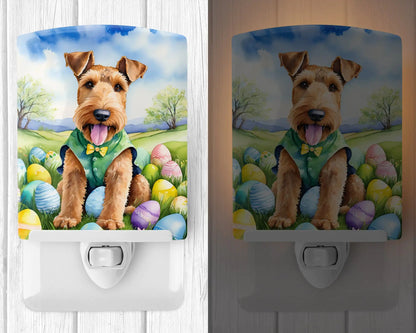 Airedale Terrier Easter Egg Hunt Ceramic Night Light WEM Support (www.WEM.support)
