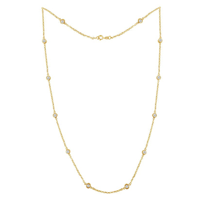 Sterling Silver Bezel-Set Diamond Station Necklace (1 cttw, J-K Color, I1-I2 Clarity) WEM Support (www.WEM.support)