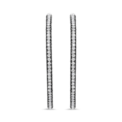 18K White Gold 3 1/4 Cttw Round Black and White Diamond Inside-Outside Hoop Earrings (Black and F-G Color, VS1-VS2 Clarity) WEM Support (www.WEM.support)