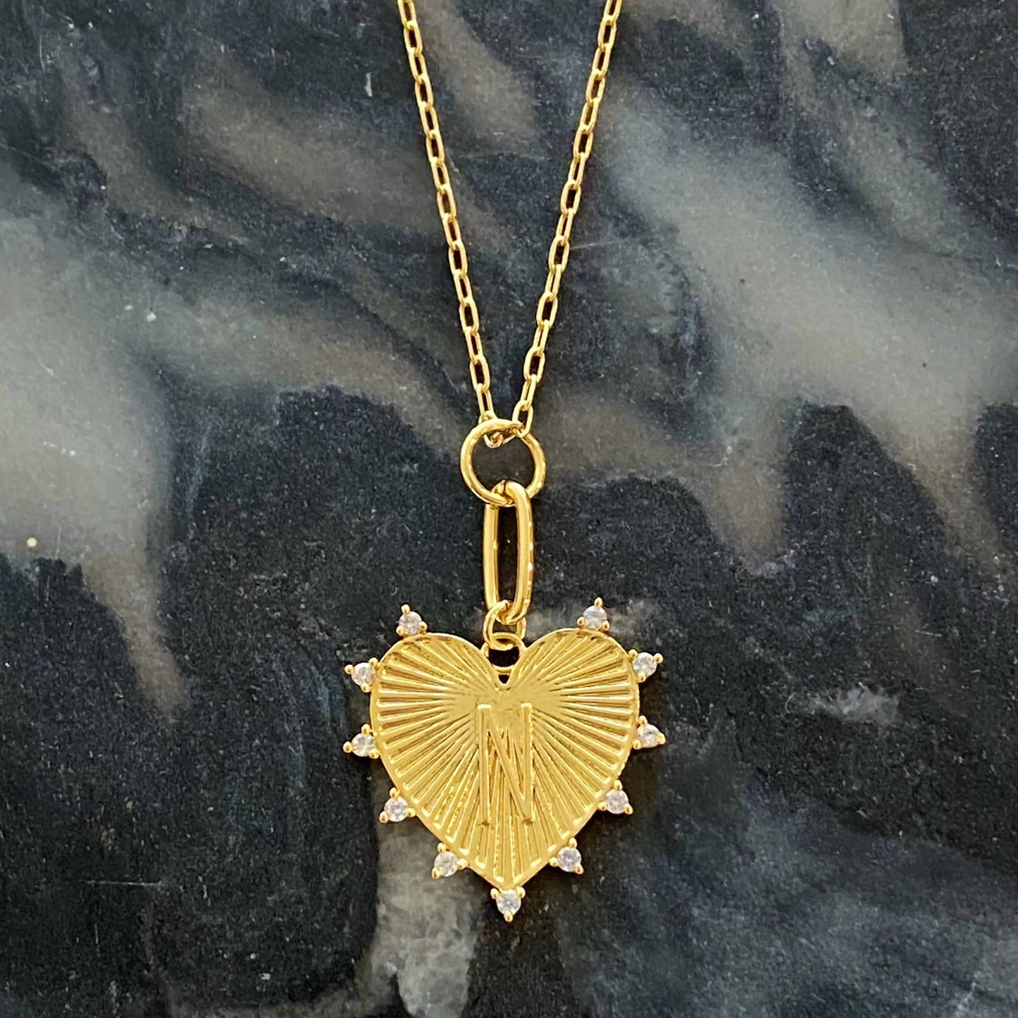 Clip Hanging Initial Heart Necklace WEM Support (www.WEM.support)