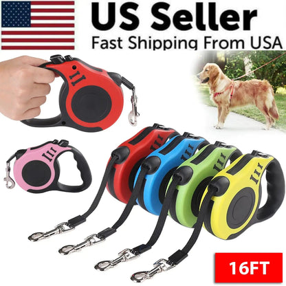 16.5FT Automatic Retractable Dog Leash Pet Collar Automatic Walking Lead Free US WEM Support (www.WEM.support)