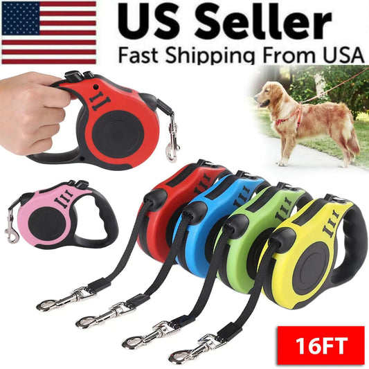 16.5FT Automatic Retractable Dog Leash Pet Collar Automatic Walking Lead Free US WEM Support (www.WEM.support)