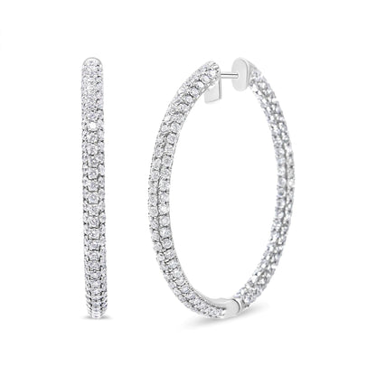 14K White Gold 3 1/2 Cttw Lab Grown Pave Set Diamond Eternity Inside Out Hoop Earrings  (G-H Color, SI1-SI2 Clarity) WEM Support (www.WEM.support)