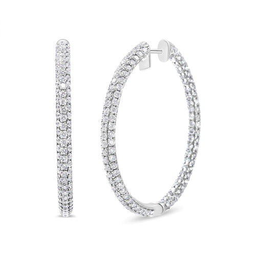 14K White Gold 3 1/2 Cttw Lab Grown Pave Set Diamond Eternity Inside Out Hoop Earrings  (G-H Color, SI1-SI2 Clarity) WEM Support (www.WEM.support)