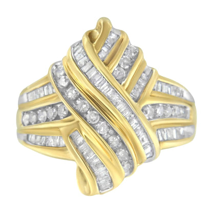 10K Yellow Gold Diamond Bypass Ring (1.0 cttw, H-I Color, I2-I3 Clarity) WEM Support (www.WEM.support)