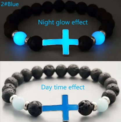 Luminous Volcanic Rock Cross Bracelet HejK.com Marketplace LLC