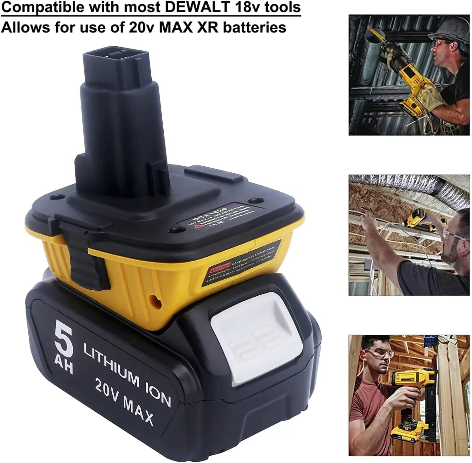 2X 18V To 20V MAX DCA1820 Adapter Converter For DEWALT 20 Volt Li-ion Battery WEM Support (www.WEM.support)