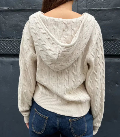 Hooded Twist Knitted Cardigan Coat For Women HejK.com