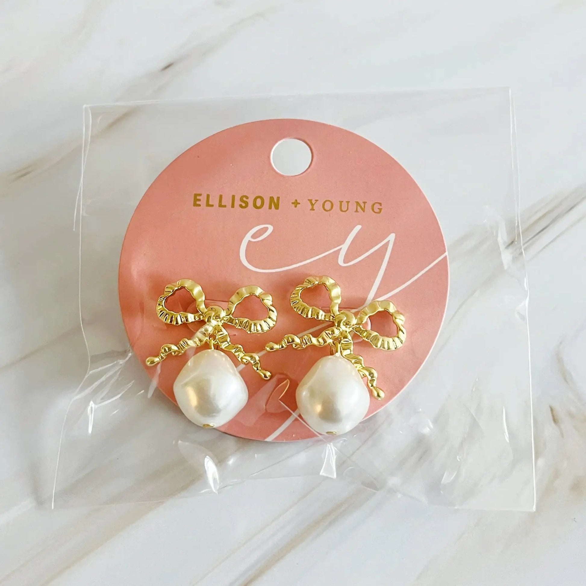 Dangle Pearl Antique Bow Earrings WEM Support (www.WEM.support)