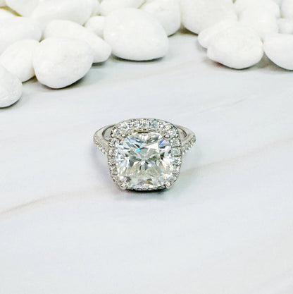 5 Carat Cushion Cut Moissanite Ring WEM Support (www.WEM.support)