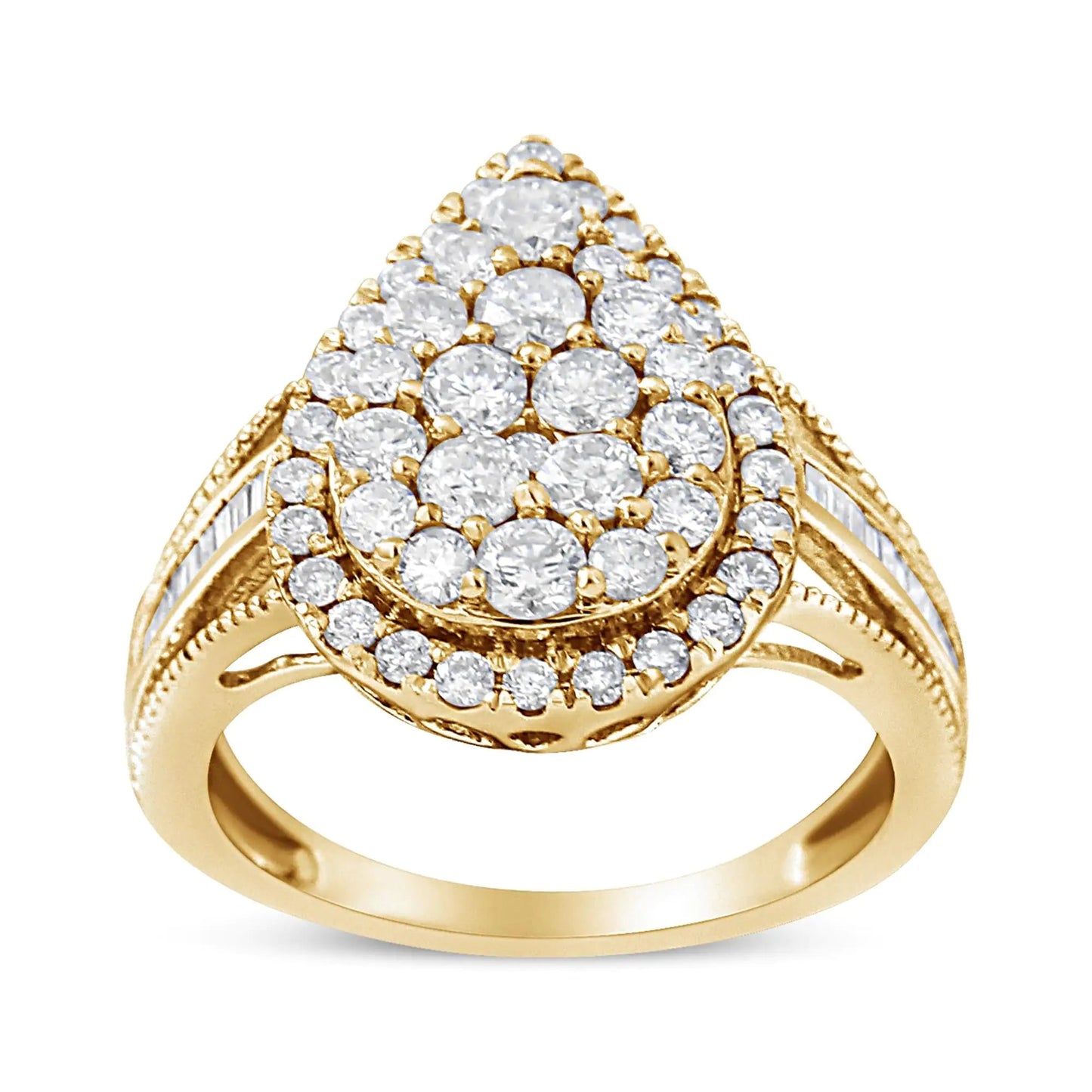10K Yellow Gold Plated .925 Sterling Silver 1 1/2 Cttw Round-Cut Diamond Cocktail Ring (I-J Color, I1-I2 Clarity) WEM Support (www.WEM.support)