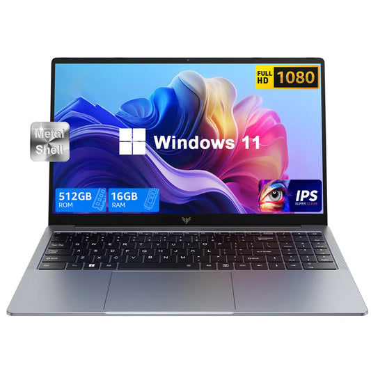 MALLRACE 2025 Laptop Computer with Windows 11 Intel N150 Quad-Core Processor 16GB DDR4 RAM 512GB SSD 15.6" FHD IPS Display Long Battery Life Traditional Laptops for Business Office Student Gaming