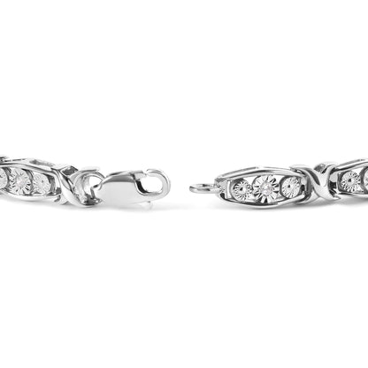 .925 Sterling Silver 1/4 Cttw Round Diamond Link Bracelet - Size 7.50" - (I-J Color, I2-I3 Clarity) WEM Support (www.WEM.support)