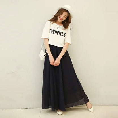 Half-Length Plus Size High Waist Chiffon Skirt