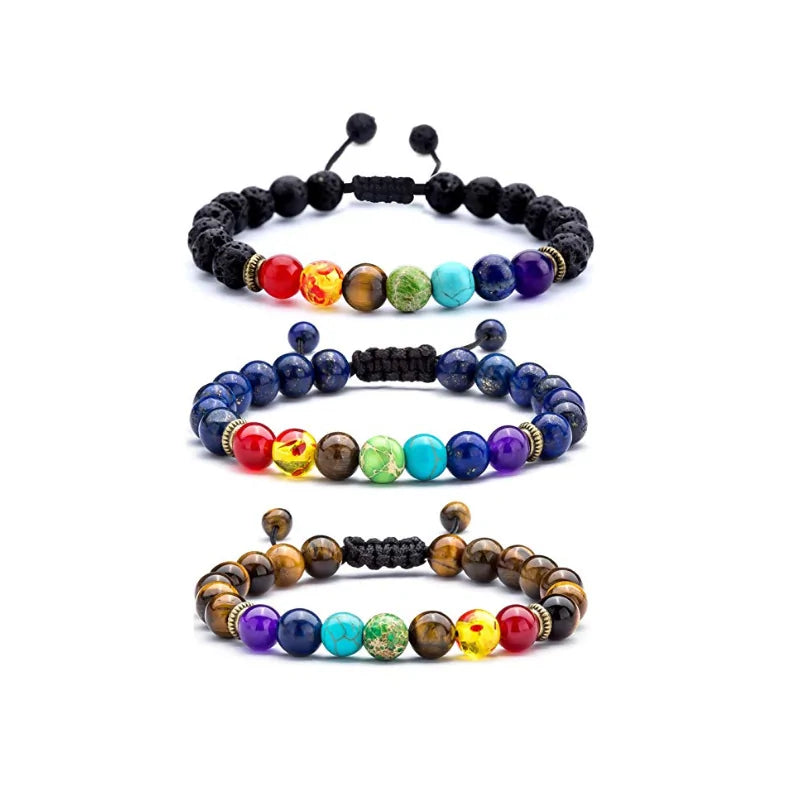 Lava Rock 7 Chakras Bracelet WEM Support (www.WEM.support)