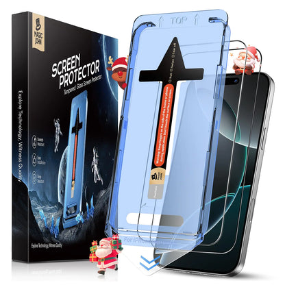 MAGIC JOHN 2 Pack for iPhone 16 6.1 inch Tempered Glass Screen Protector (Not Pro), Auto Dust-Elimination, Bubble Free, Easy Installation, HD Clear