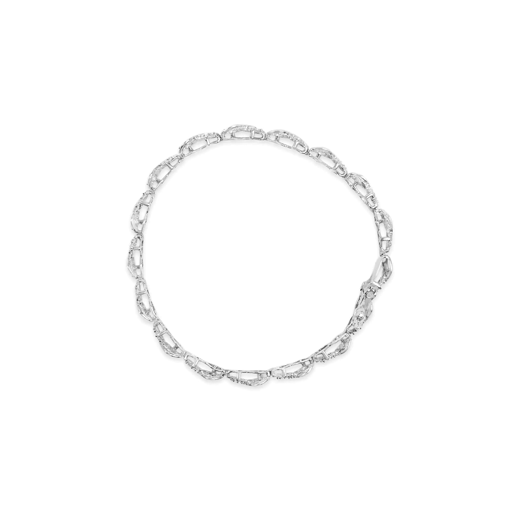 10k White Gold 1/2 Cttw Diamond Infinity Weave Link Bracelet (I-J Color, SI2-I1 Clarity) - 7" WEM Support (www.WEM.support)