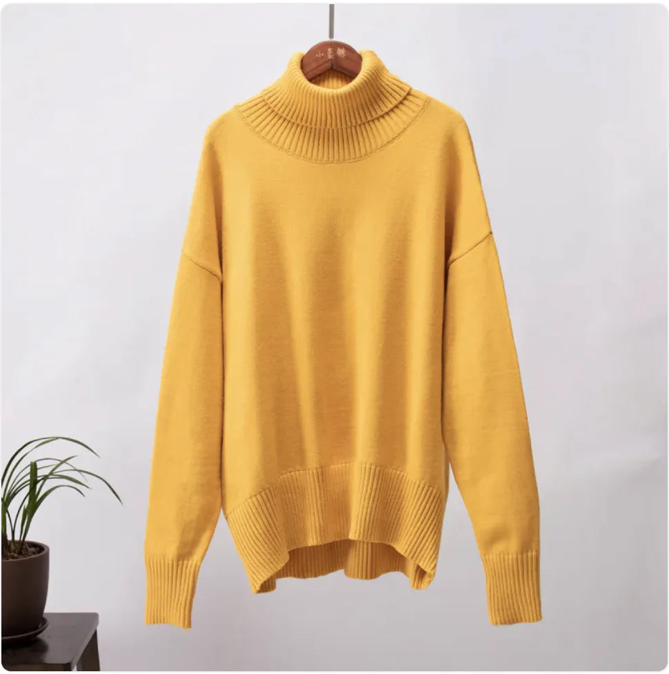 Women's Solid Color Turtleneck Sweater WEM Support (www.WEM.support)