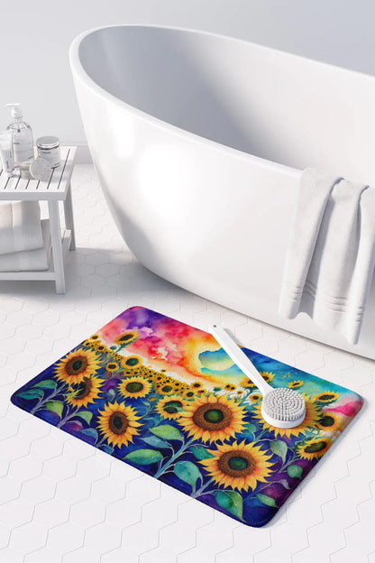 Sunflowers in Color Memory Foam Kitchen Mat WEM Support (www.WEM.support)