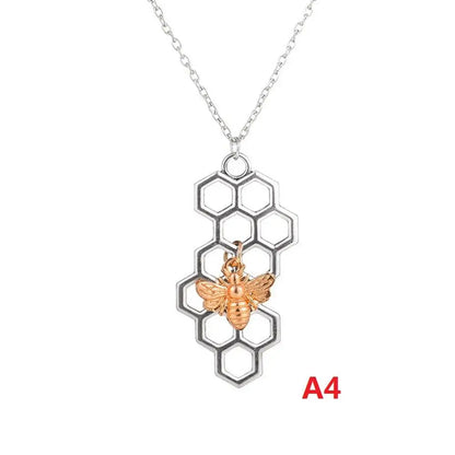Vertical Honeycomb Pendant With Bee And Chain WEM Support (www.WEM.support)