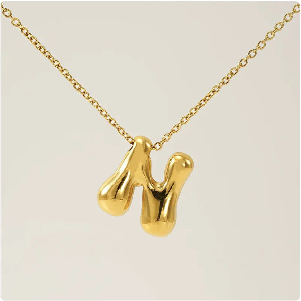 Women's Glossy Bubble Letter Pendant Necklace WEM Support (www.WEM.support)